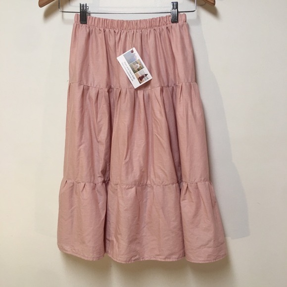 Mom and Pop's Kids Other - Skirt ORGANIC Girls 8 Midi Pink Ruffle Tiered Cotton Elegant Mom and Pop's Kids